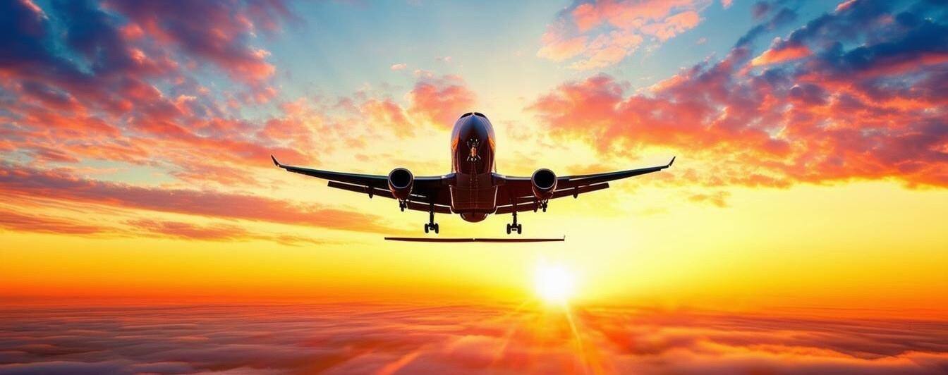 A vibrant image of a plane taking off at sunrise, symbolizing new beginnings and elevation-1 A vibrant image of a plane taking off at sunrise, symbolizing new beginnings and elevation-1